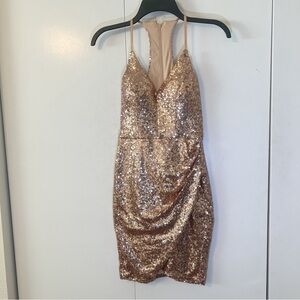 Rose Gold Sequin Mini Dress